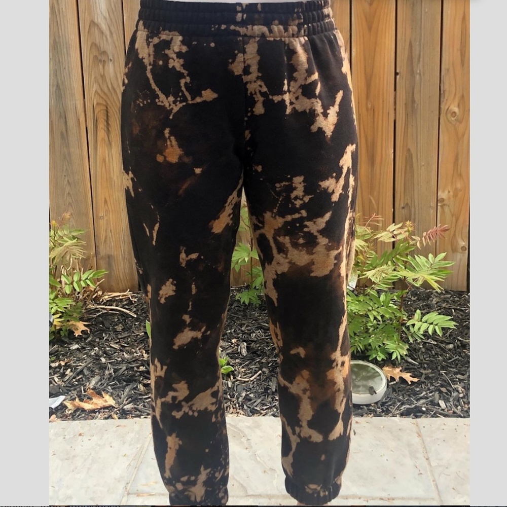 Reverse tie dye sweatpants